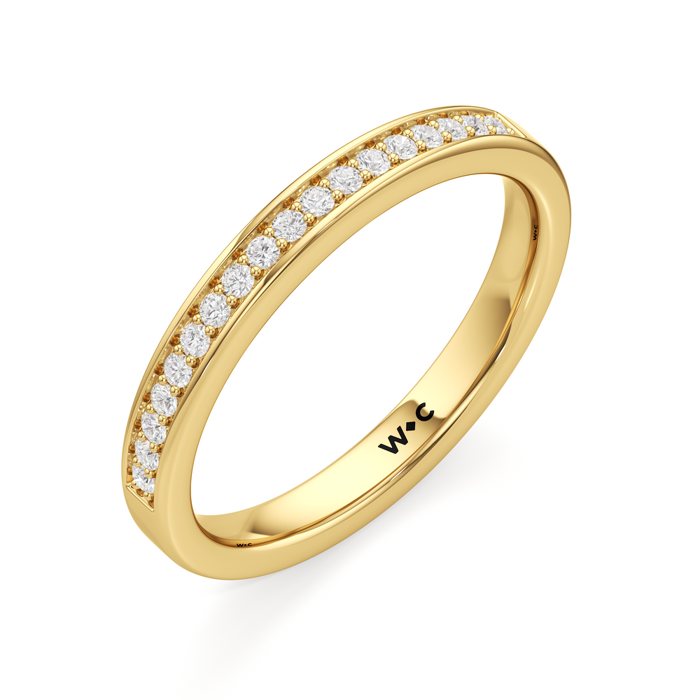The Josephine Diamond Wedding Band with 18KT Yellow Gold Cut Diamond in 14KT Yellow Gold view 3
