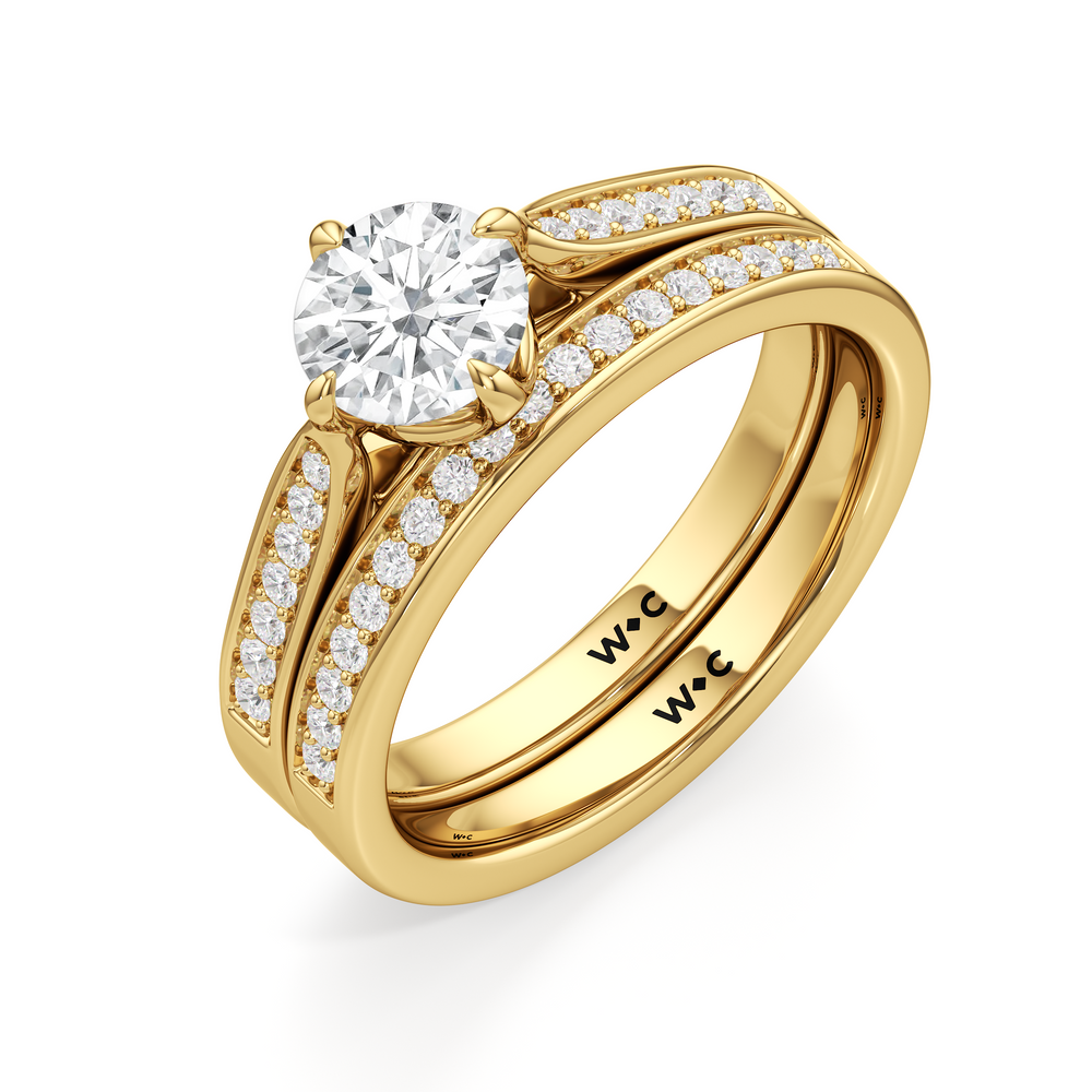 The Josephine Diamond Wedding Band with 18KT Yellow Gold Cut Diamond in 14KT Yellow Gold view 4
