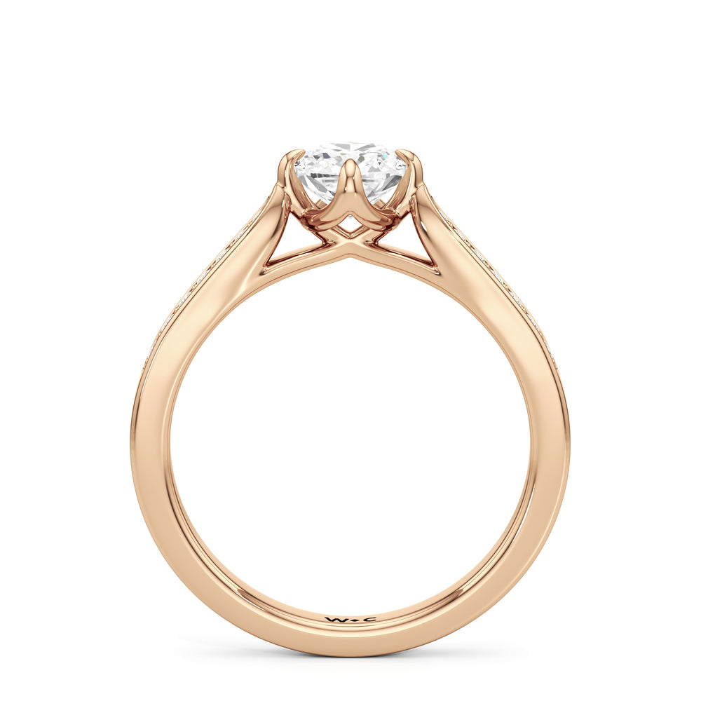 The Josephine Engagement Ring with Cushion Cut Diamond in 14KT Rose Gold view 2
