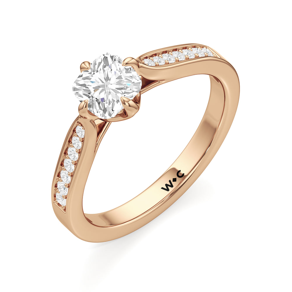 The Josephine Engagement Ring with Cushion Cut Diamond in 14KT Rose Gold view 3
