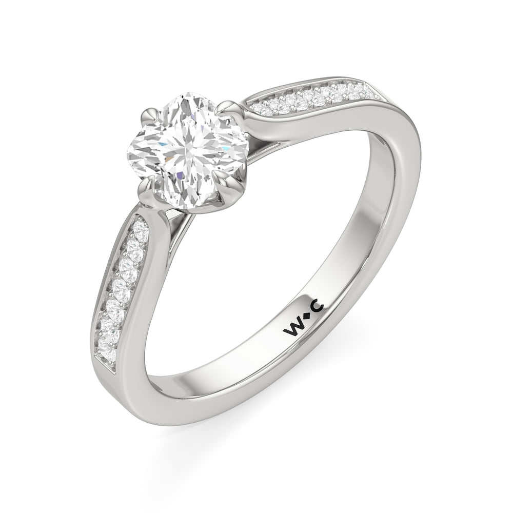 The Josephine Engagement Ring with Cushion Cut Diamond in 14KT Platinum view 3
