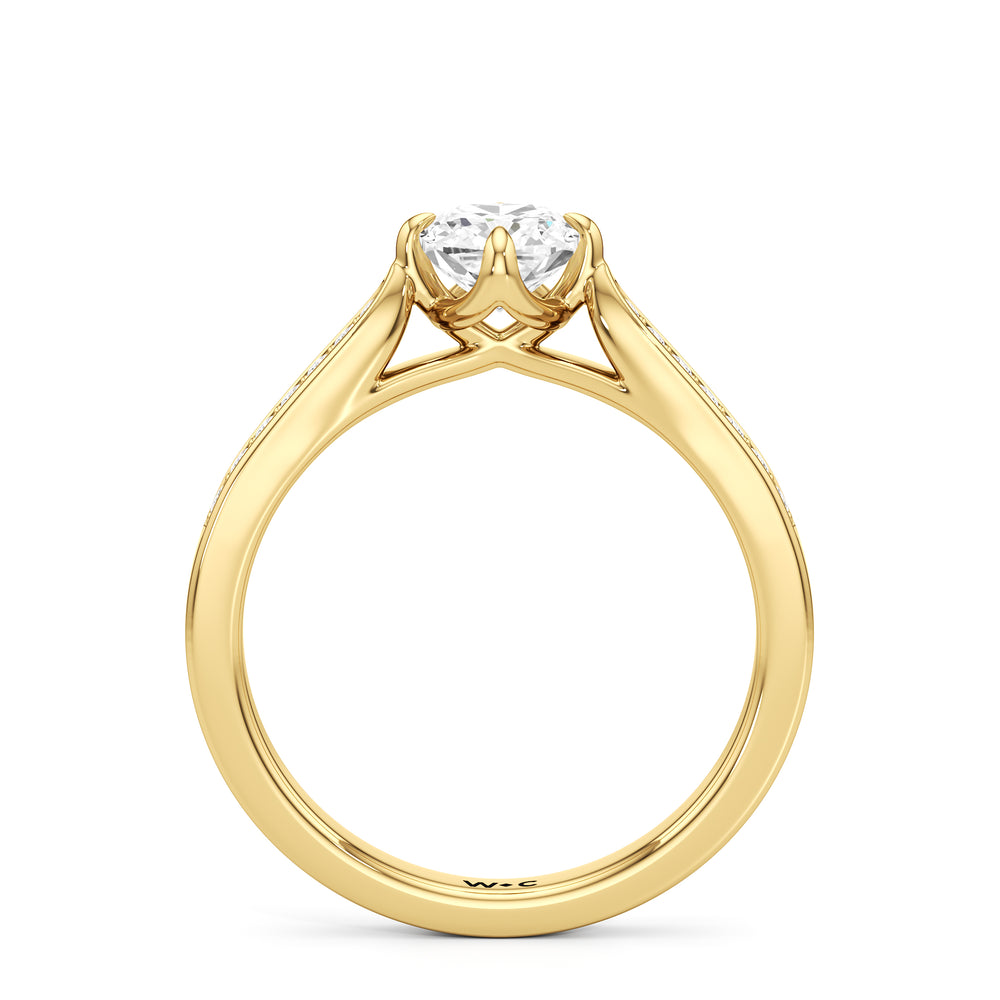 The Josephine Engagement Ring with Cushion Cut Diamond in 14KT Yellow Gold view 2
