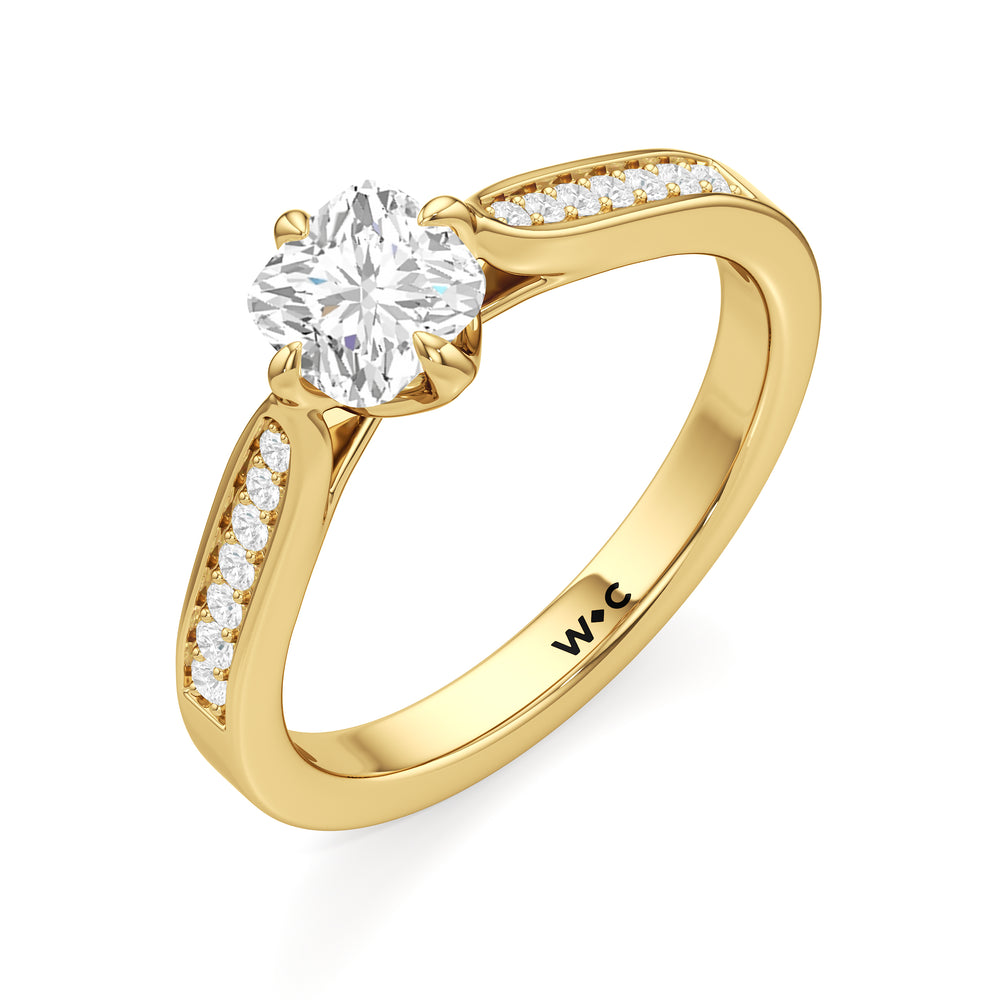 The Josephine Engagement Ring with Cushion Cut Diamond in 14KT Yellow Gold view 3
