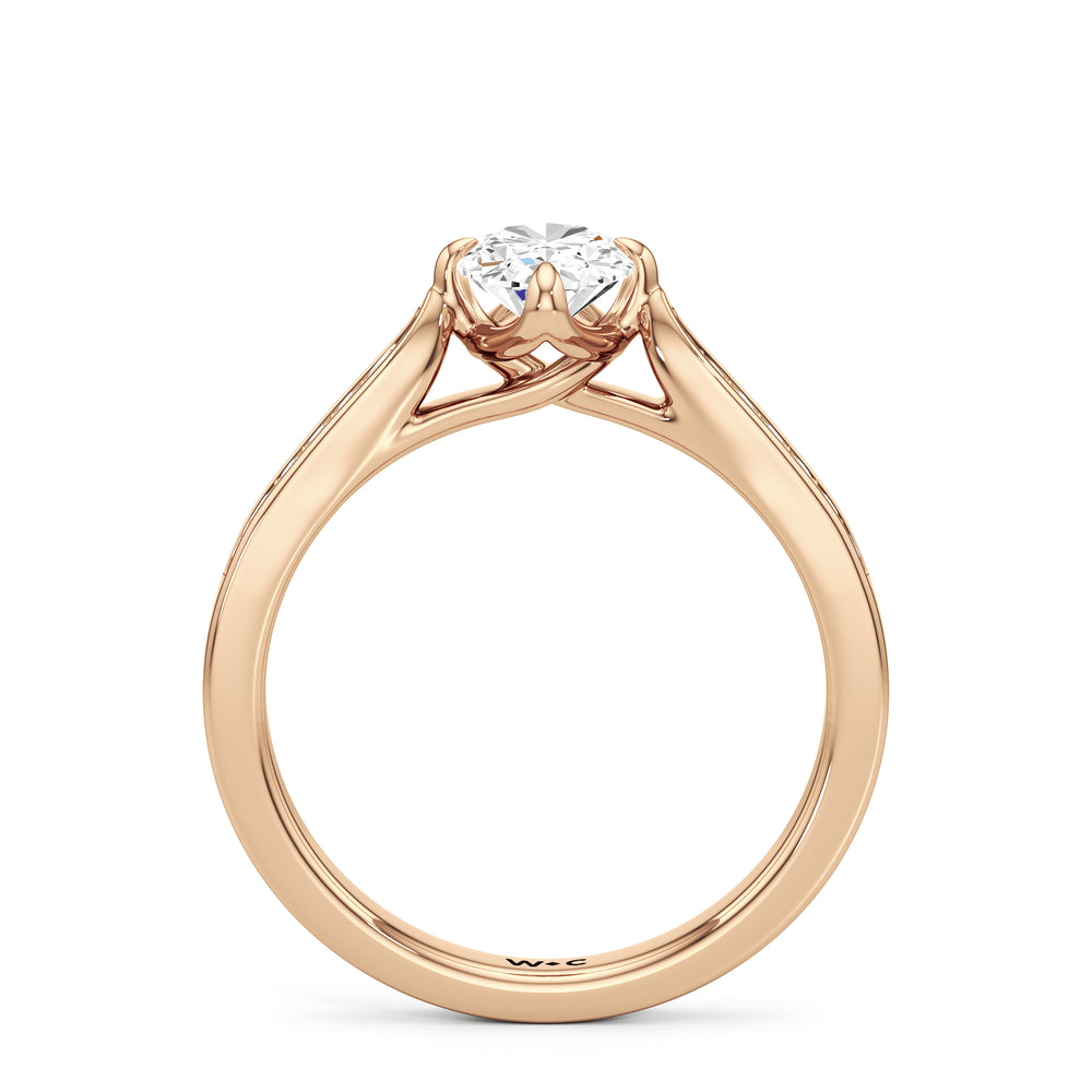 The Josephine Engagement Ring with Oval Cut Diamond in 14KT Rose Gold view 2
