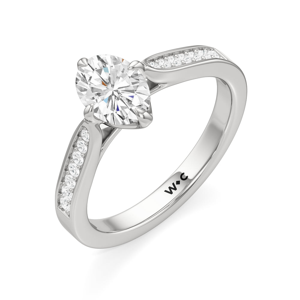 The Josephine Engagement Ring with Oval Cut Diamond in 14KT Platinum view 3
