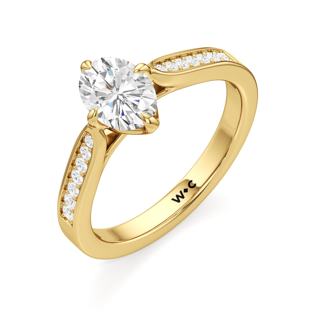 The Josephine Engagement Ring with Oval Cut Diamond in 14KT Yellow Gold view 3
