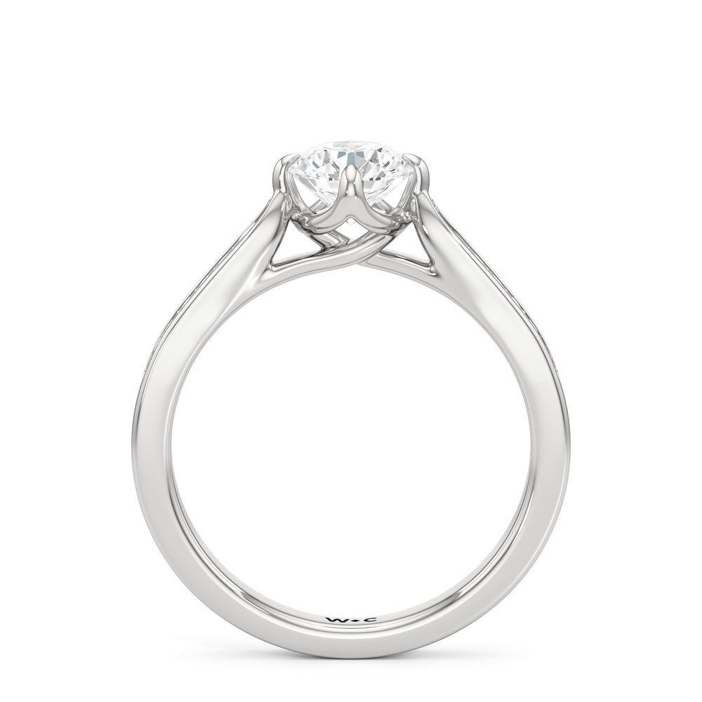 The Josephine Engagement Ring with Round Cut Diamond in 14KT Platinum view 2

