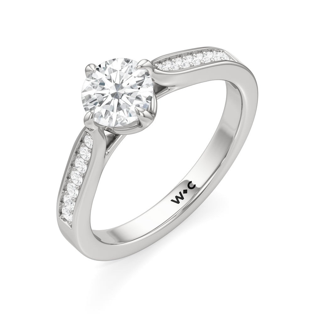 The Josephine Engagement Ring with Round Cut Diamond in 14KT Platinum view 3
