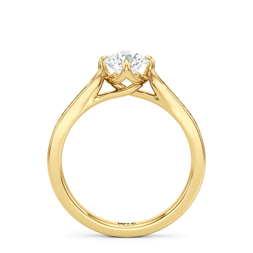 The Josephine Engagement Ring with Round Cut Diamond in 14KT Yellow Gold view 2
