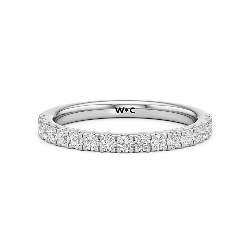 The Eden Diamond Wedding Band with Platinum Cut Diamond in 14KT Platinum view 1
