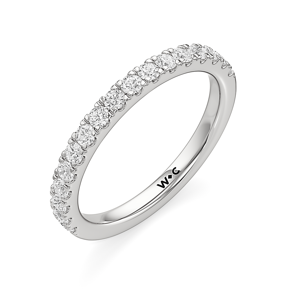 The Eden Diamond Wedding Band with Platinum Cut Diamond in 14KT Platinum view 3
