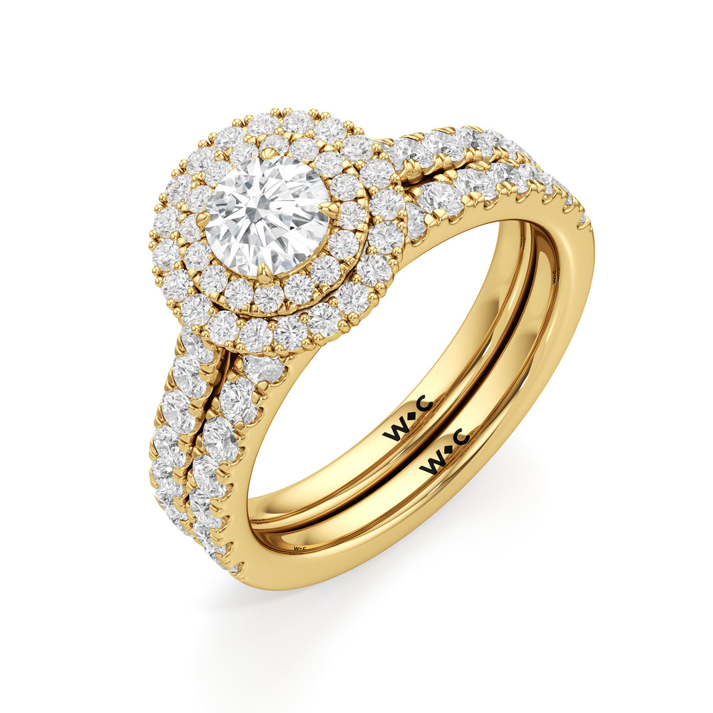The Eden Diamond Wedding Band with 18KT Yellow Gold Cut Diamond in 14KT Yellow Gold view 4
