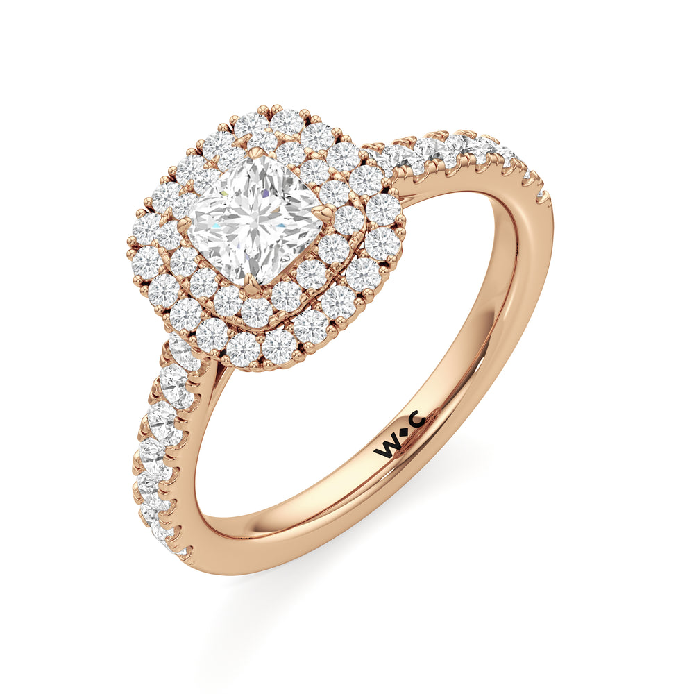 The Eden Engagement Ring with Cushion Cut Diamond in 14KT Rose Gold view 3
