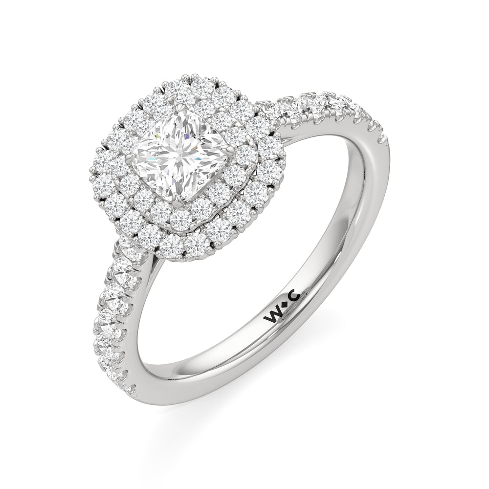 The Eden Engagement Ring with Cushion Cut Diamond in 14KT Platinum view 3
