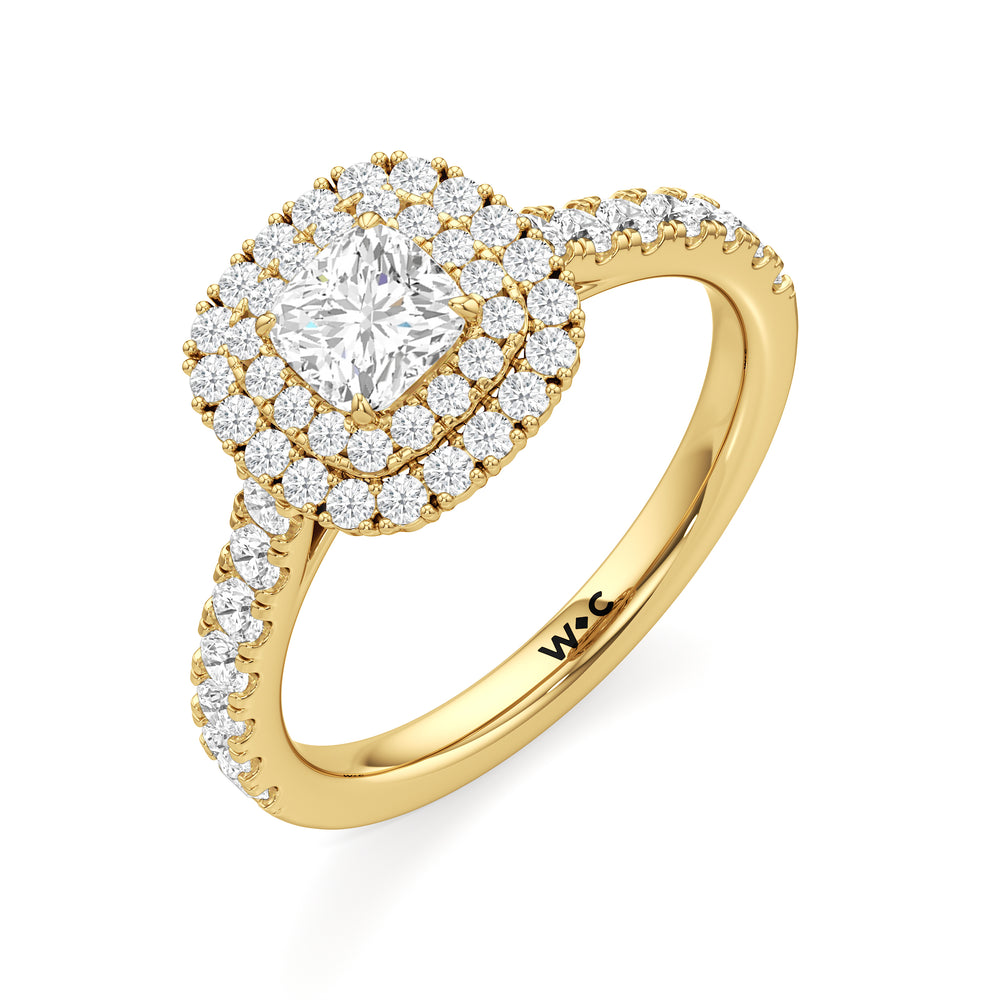 The Eden Engagement Ring with Cushion Cut Diamond in 14KT Yellow Gold view 3
