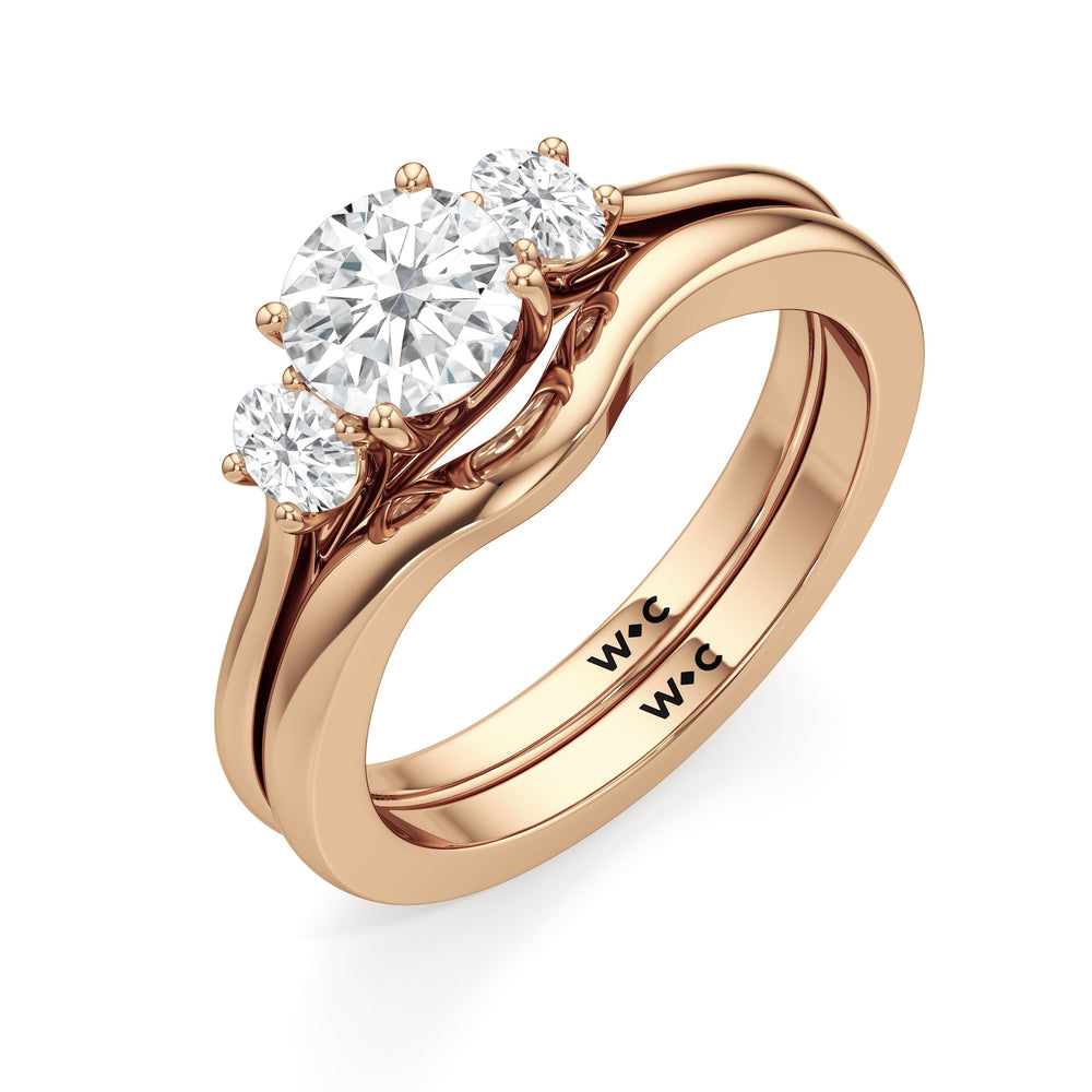 The Poppy Wedding Band with 18KT Rose Gold Cut Diamond in 14KT Rose Gold view 4

