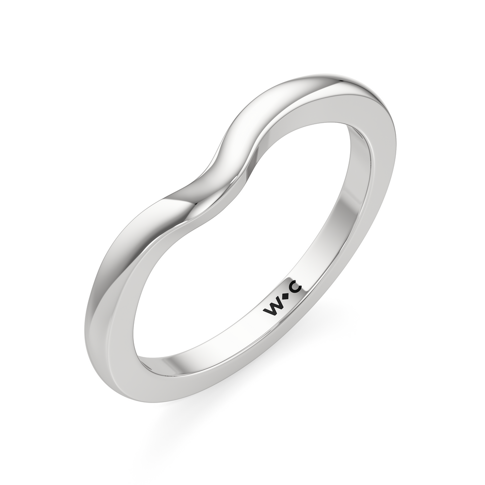 The Poppy Wedding Band with Platinum Cut Diamond in 14KT Platinum view 3
