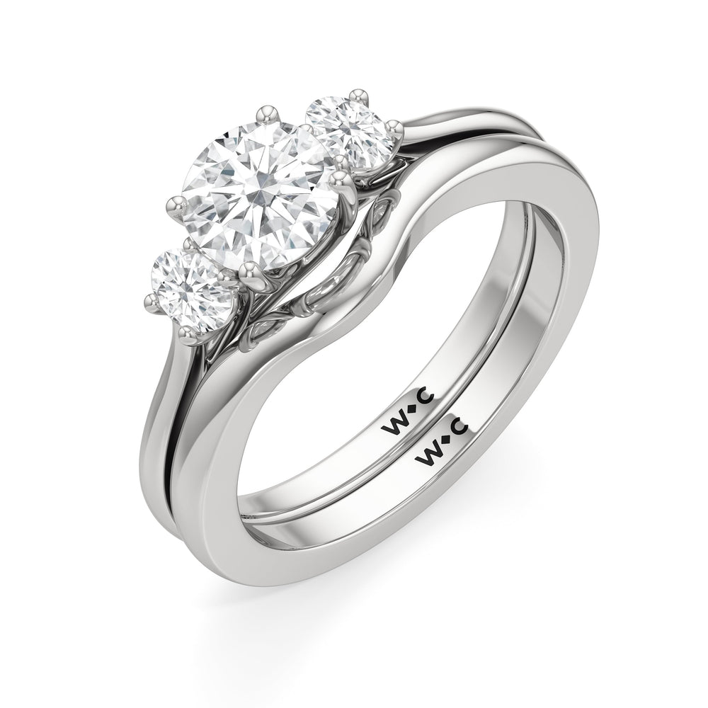 The Poppy Wedding Band with Platinum Cut Diamond in 14KT Platinum view 4
