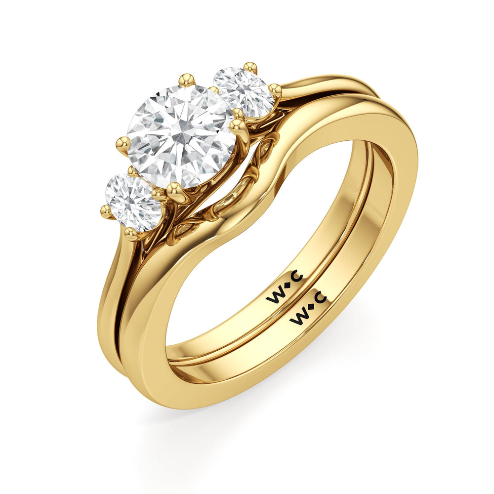 The Poppy Wedding Band with 18KT Yellow Gold Cut Diamond in 14KT Yellow Gold view 4

