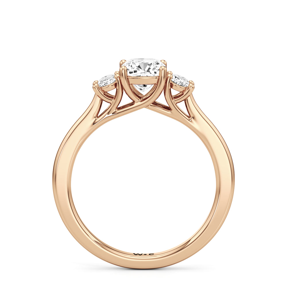 The Poppy Engagement Ring with Cushion Cut Diamond in 14KT Rose Gold view 2
