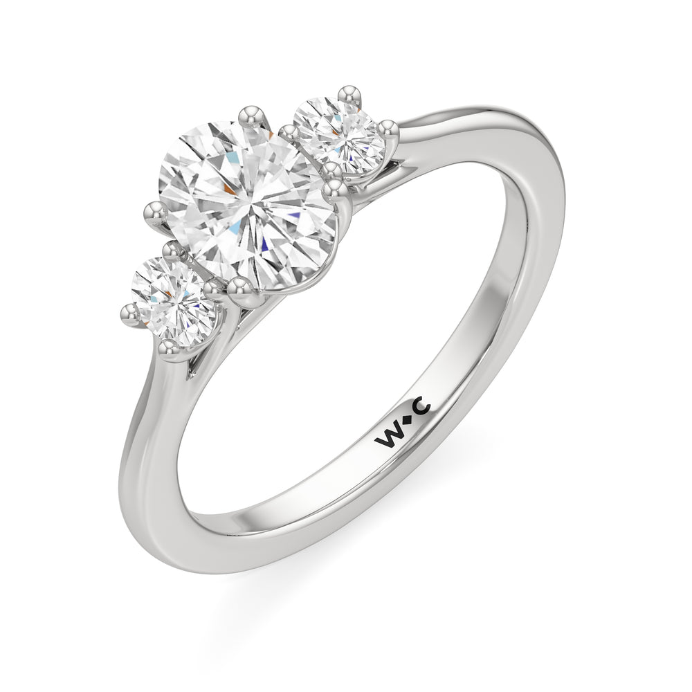The Poppy Engagement Ring with Oval Cut Diamond in 14KT Platinum view 3
