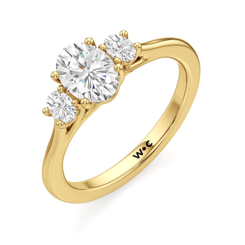 The Poppy Engagement Ring with Oval Cut Diamond in 14KT Yellow Gold view 3
