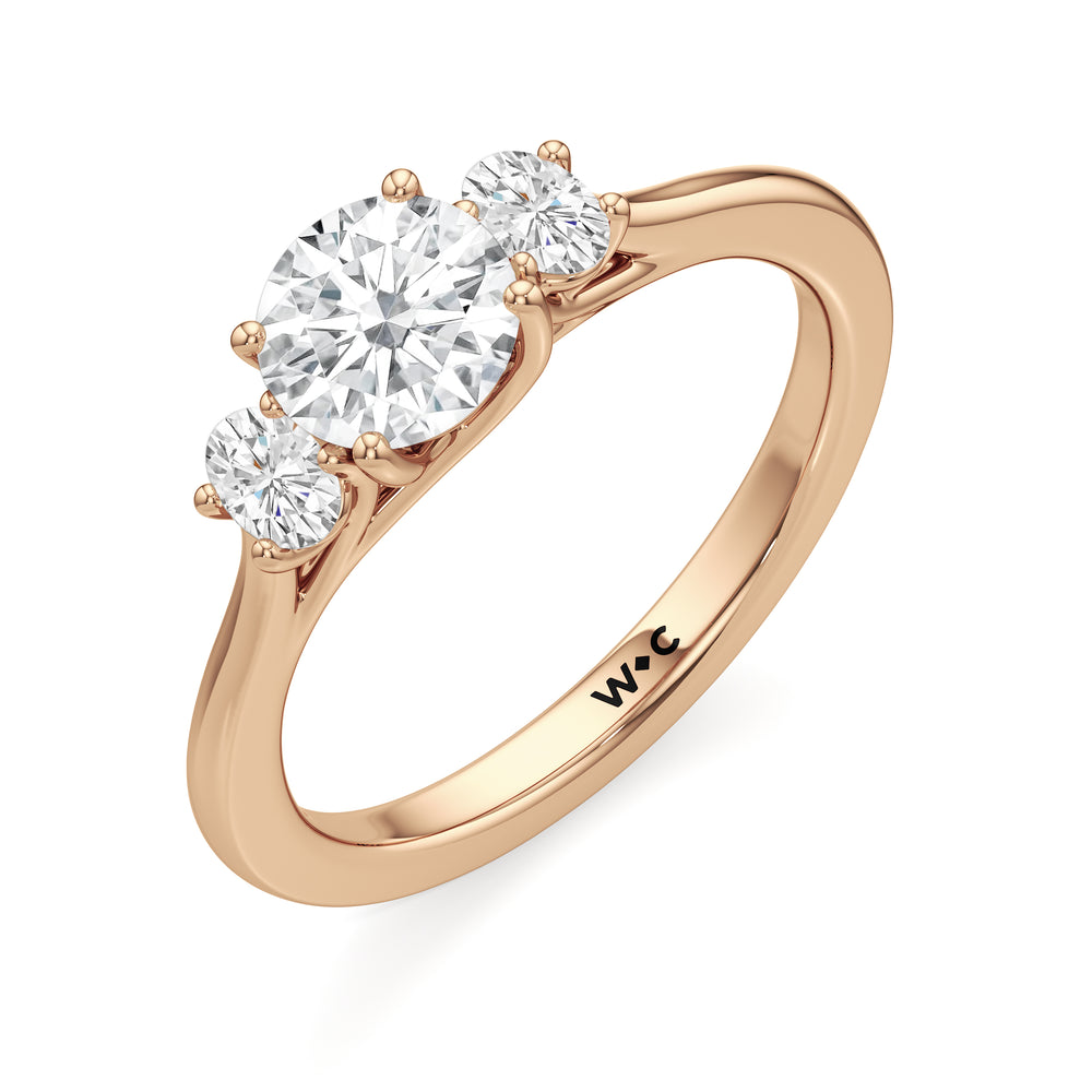 The Poppy Engagement Ring with Round Cut Diamond in 14KT Rose Gold view 3
