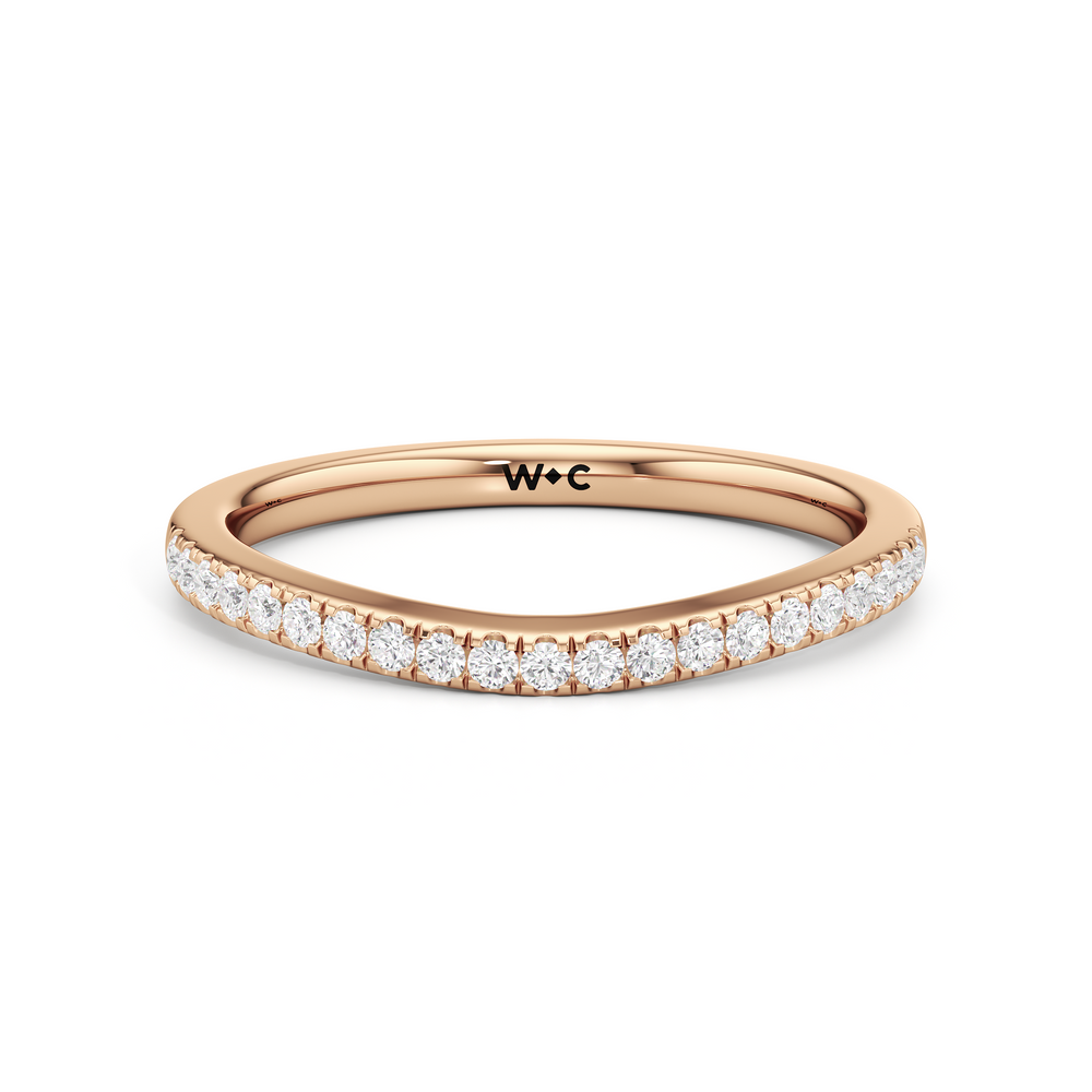 The Angelina Diamond Wedding Band with 18KT Rose Gold Cut Diamond in 14KT Rose Gold view 1
