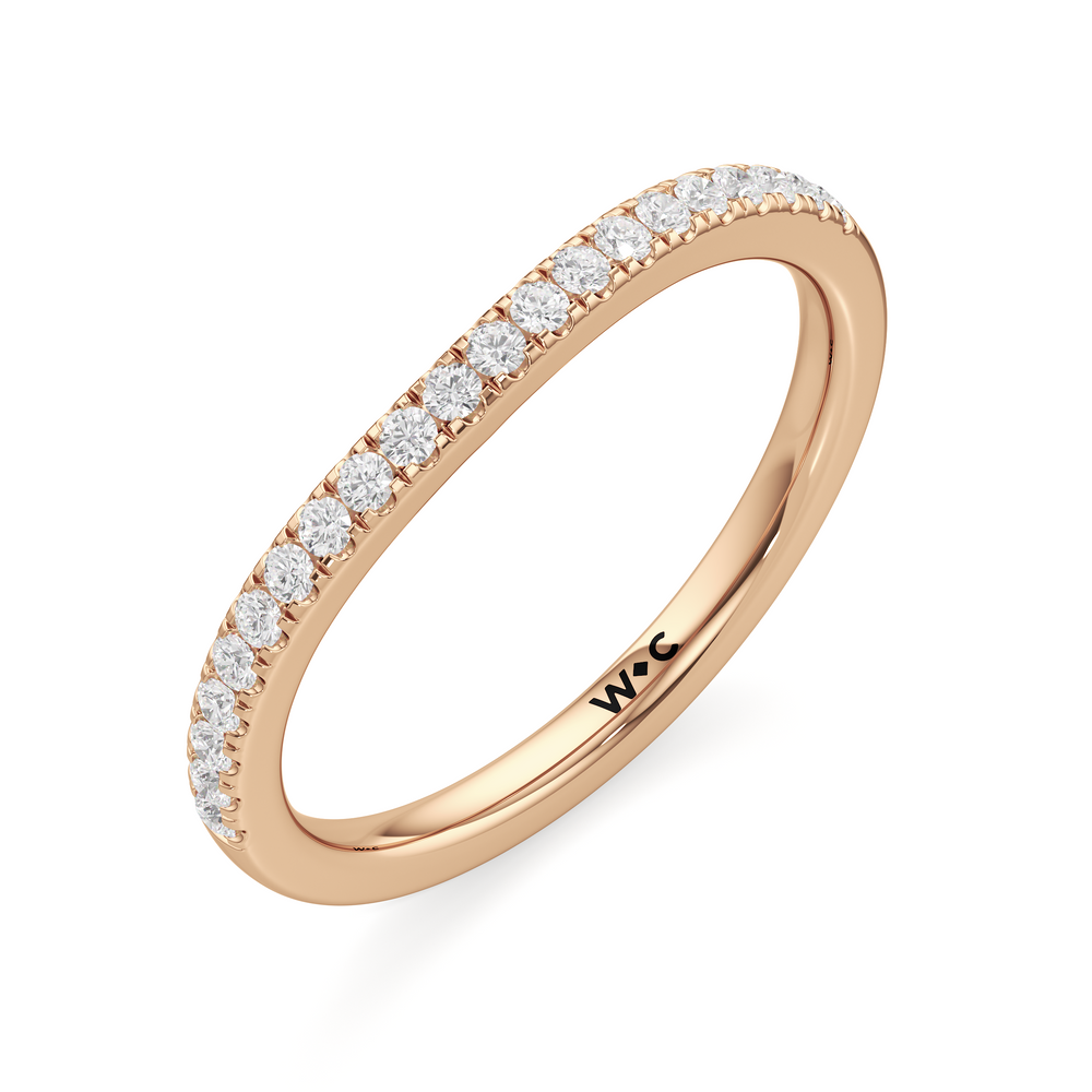 The Angelina Diamond Wedding Band with 18KT Rose Gold Cut Diamond in 14KT Rose Gold view 3
