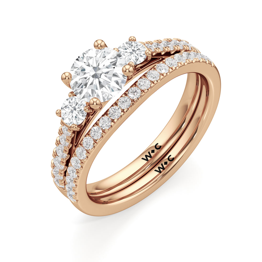 The Angelina Diamond Wedding Band with 18KT Rose Gold Cut Diamond in 14KT Rose Gold view 4
