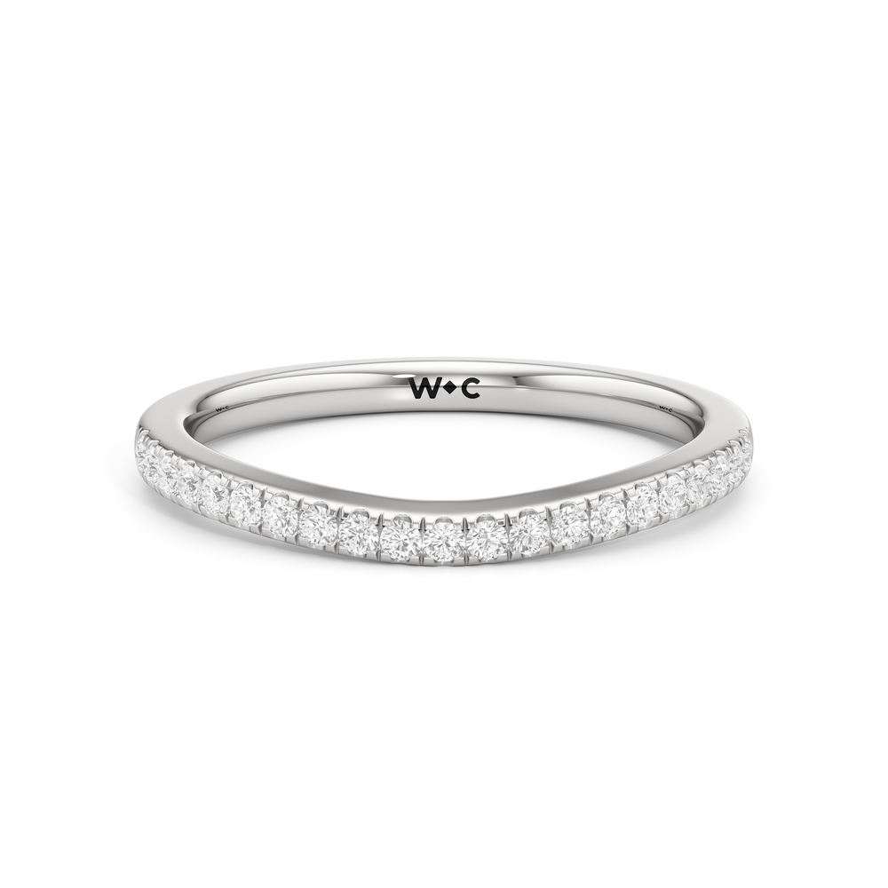 The Angelina Diamond Wedding Band with Platinum Cut Diamond in 14KT Platinum view 1
