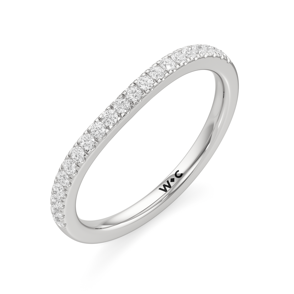 The Angelina Diamond Wedding Band with Platinum Cut Diamond in 14KT Platinum view 3
