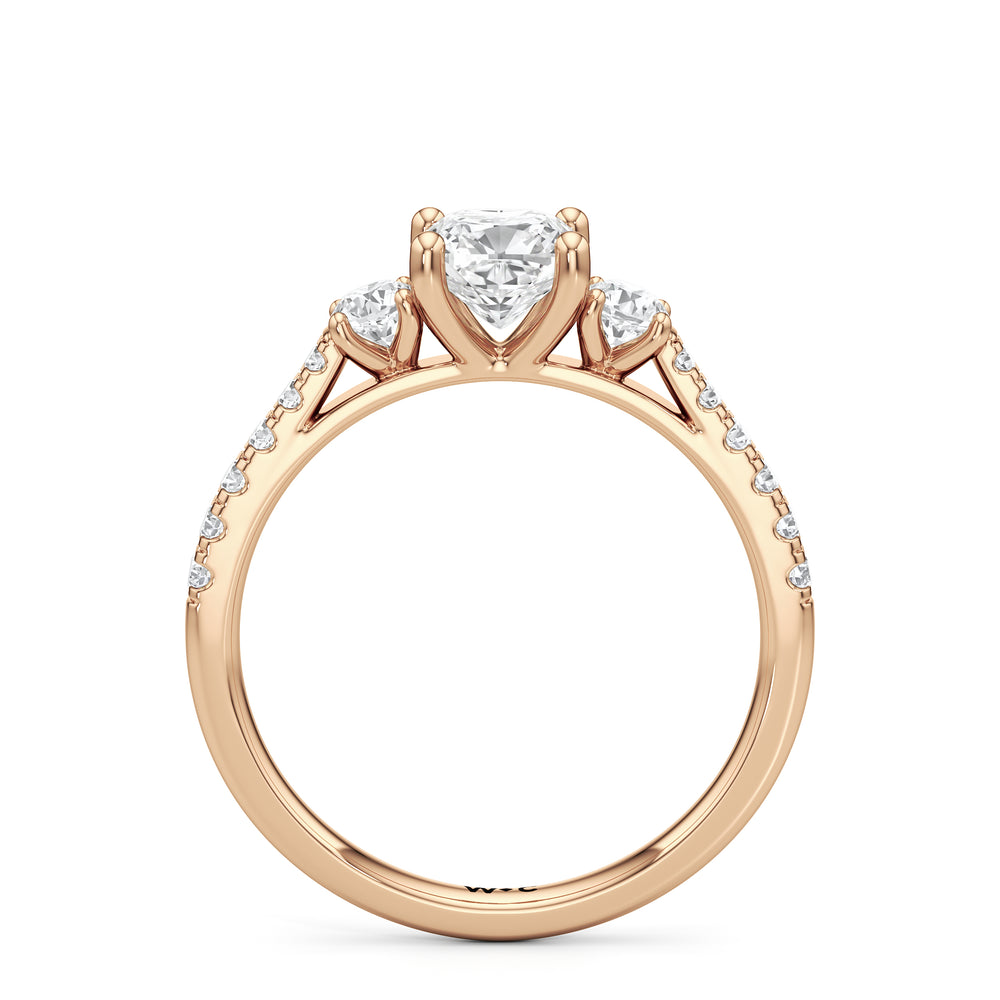 The Angelina Engagement Ring with Cushion Cut Diamond in 14KT Rose Gold view 2
