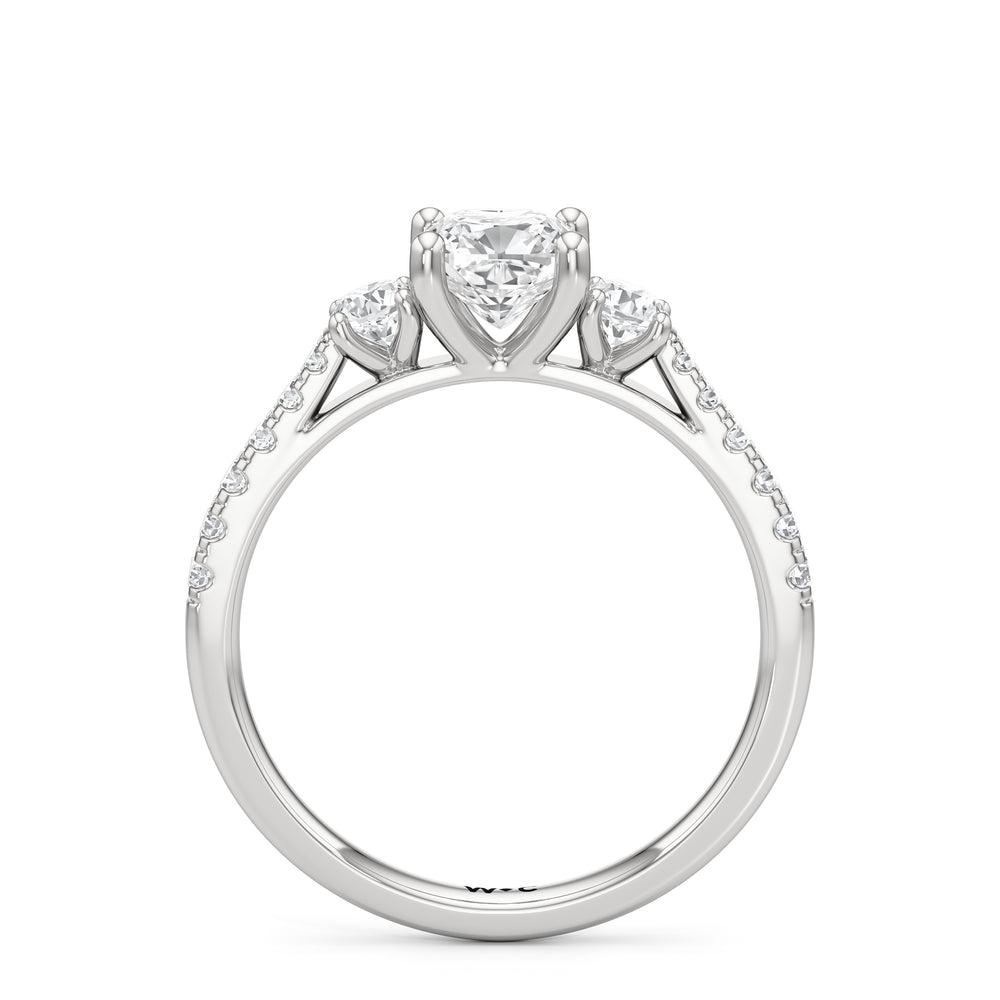 The Angelina Engagement Ring with Cushion Cut Diamond in 14KT Platinum view 2
