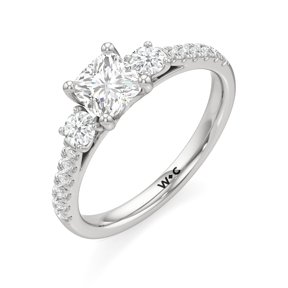 The Angelina Engagement Ring with Cushion Cut Diamond in 14KT Platinum view 3
