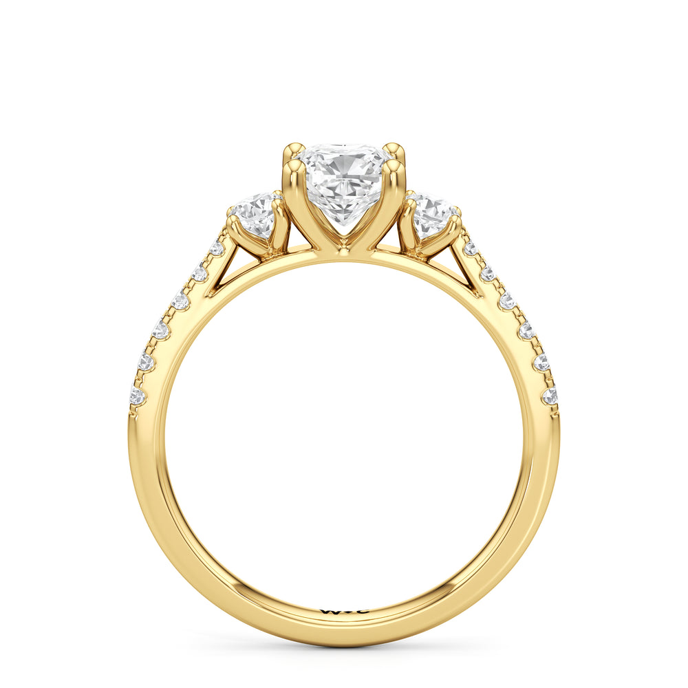 The Angelina Engagement Ring with Cushion Cut Diamond in 14KT Yellow Gold view 2
