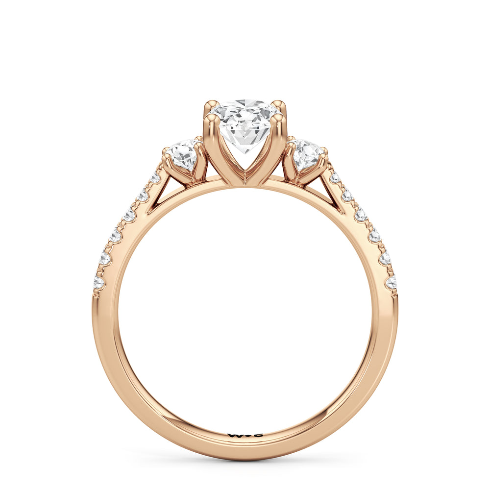 The Angelina Engagement Ring with Oval Cut Diamond in 14KT Rose Gold view 2
