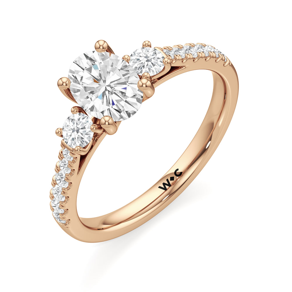 The Angelina Engagement Ring with Oval Cut Diamond in 14KT Rose Gold view 3
