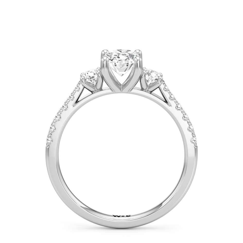 The Angelina Engagement Ring with Oval Cut Diamond in 14KT Platinum view 2
