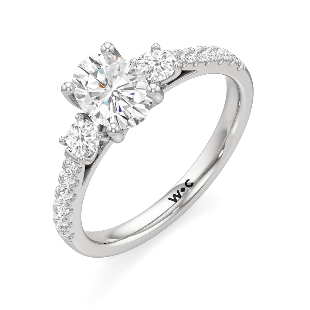 The Angelina Engagement Ring with Oval Cut Diamond in 14KT Platinum view 3
