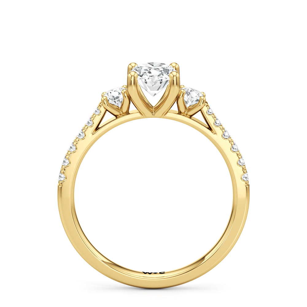 The Angelina Engagement Ring with Oval Cut Diamond in 14KT Yellow Gold view 2
