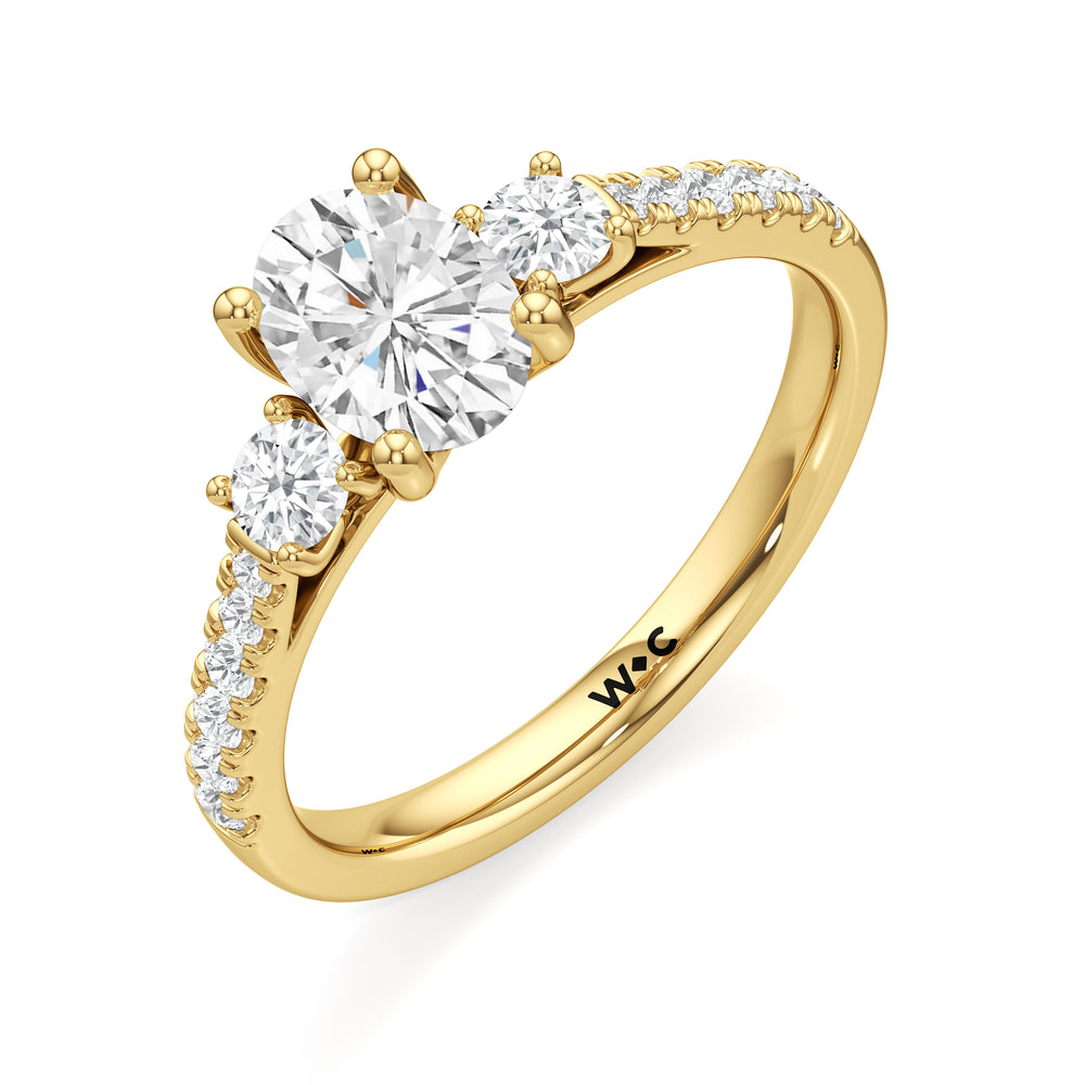 The Angelina Engagement Ring with Oval Cut Diamond in 14KT Yellow Gold view 3
