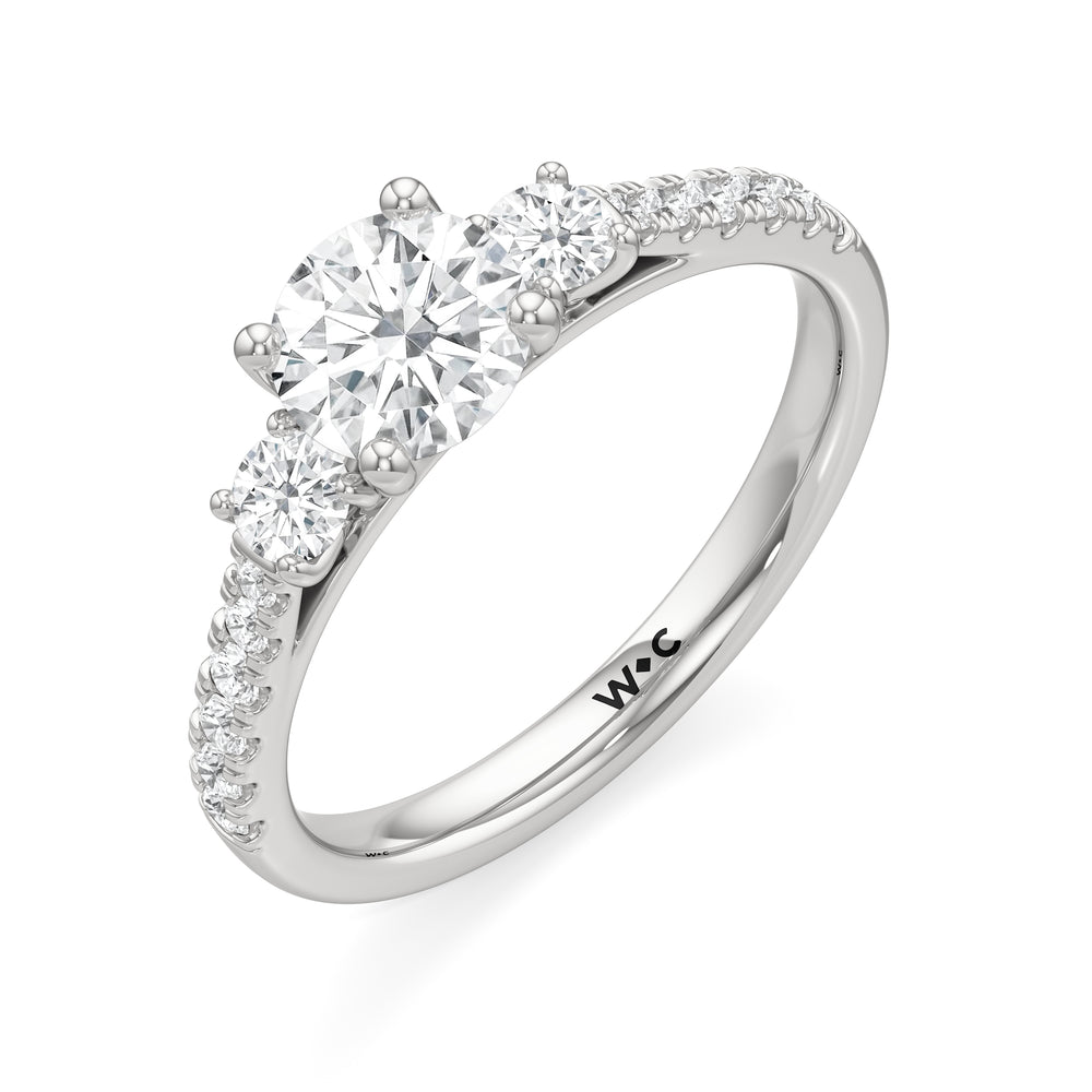 The Angelina Engagement Ring with Round Cut Diamond in 14KT Platinum view 3
