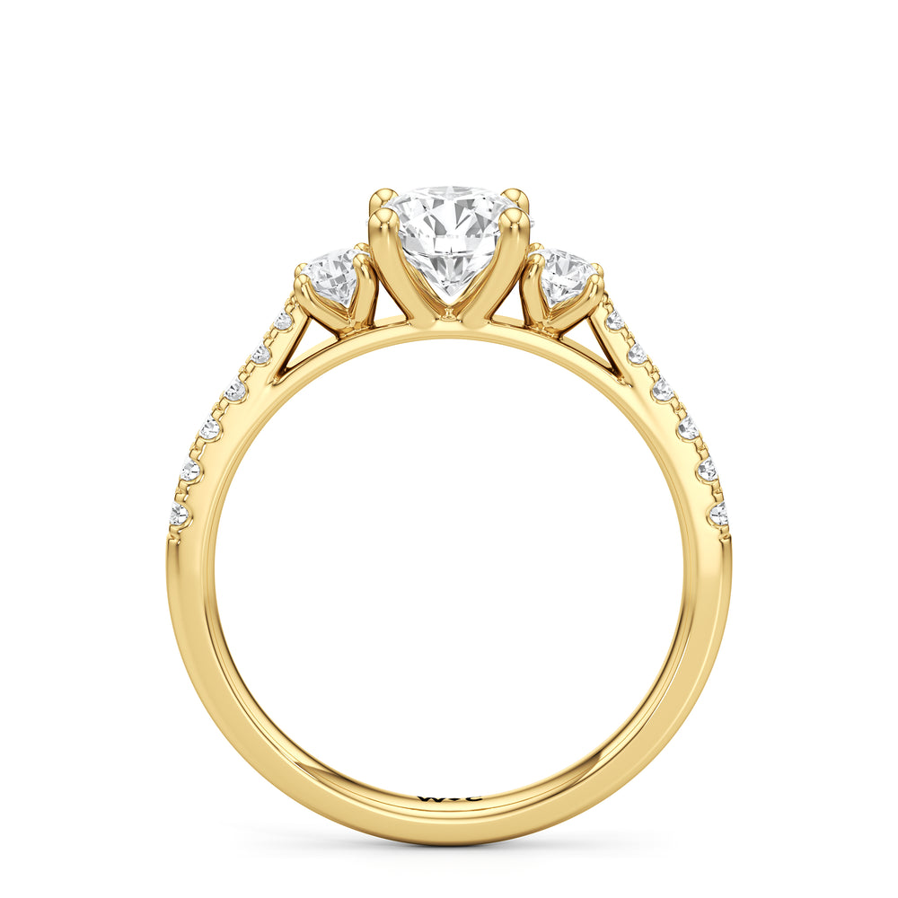 The Angelina Engagement Ring with Round Cut Diamond in 14KT Yellow Gold view 2
