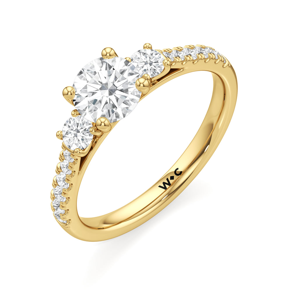 The Angelina Engagement Ring with Round Cut Diamond in 14KT Yellow Gold view 3
