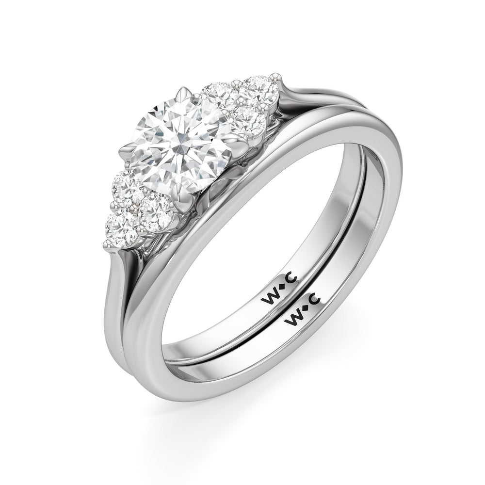 The Jacqueline Wedding Band with Platinum Cut Diamond in 14KT Platinum view 4
