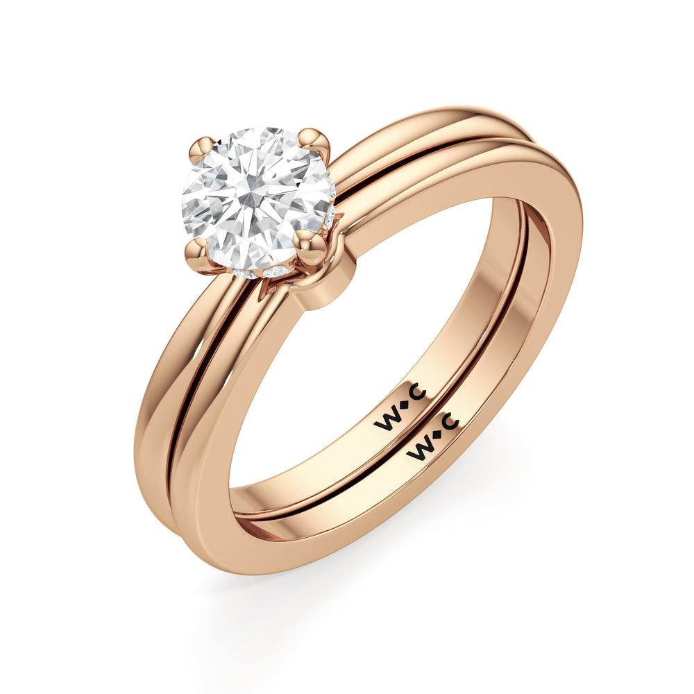 The Quinn Wedding Band with 18KT Rose Gold Cut Diamond in 14KT Rose Gold view 4

