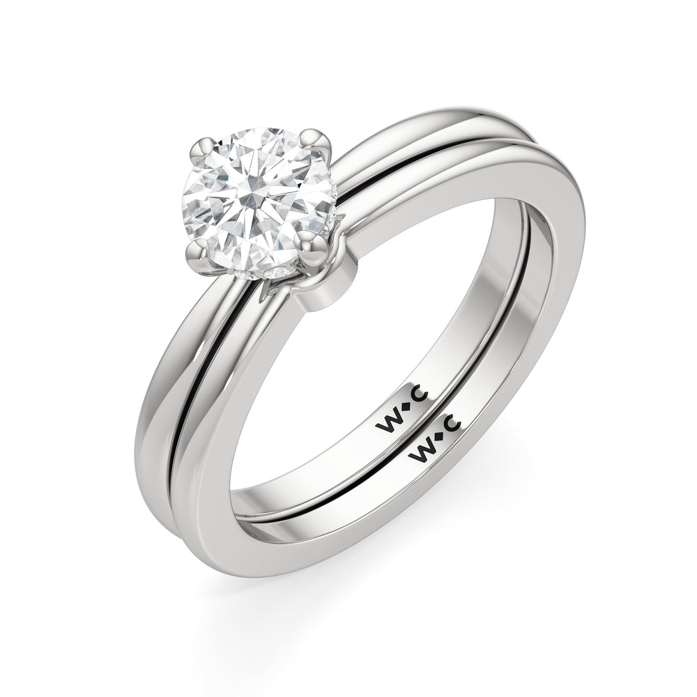 The Quinn Wedding Band with Platinum Cut Diamond in 14KT Platinum view 4
