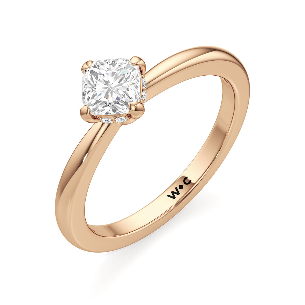 The Quinn Engagement Ring with Cushion Cut Diamond in 14KT Rose Gold view 3
