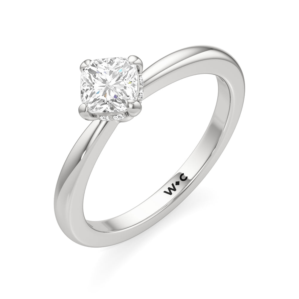 The Quinn Engagement Ring with Cushion Cut Diamond in 14KT Platinum view 3
